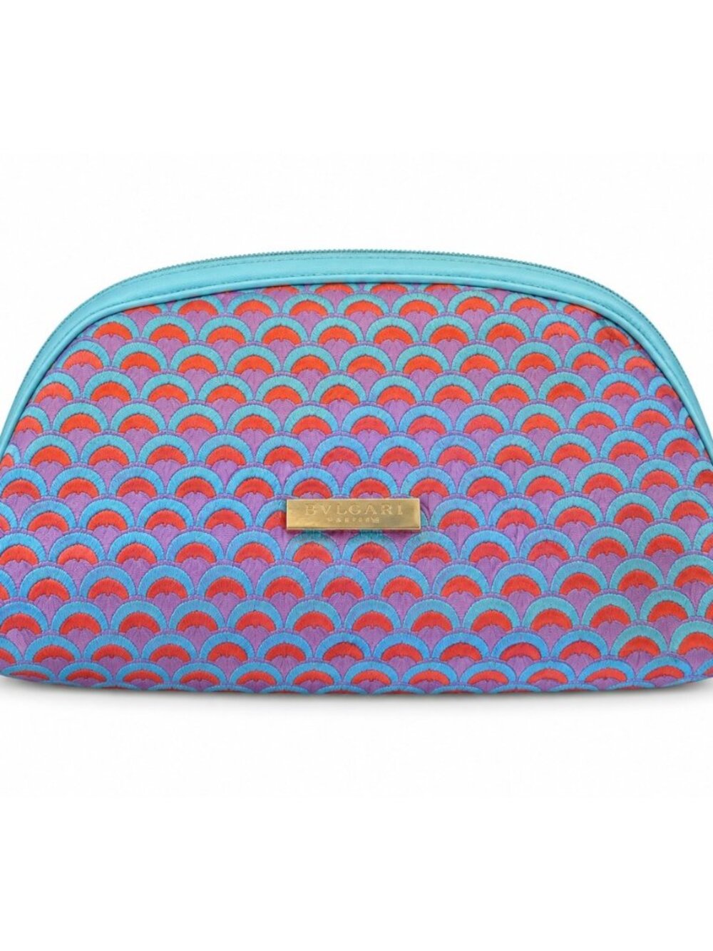 Bvlgari Parfums Blue Multicolor Pattern Makeup Pouch Clutch Novelty No Box
